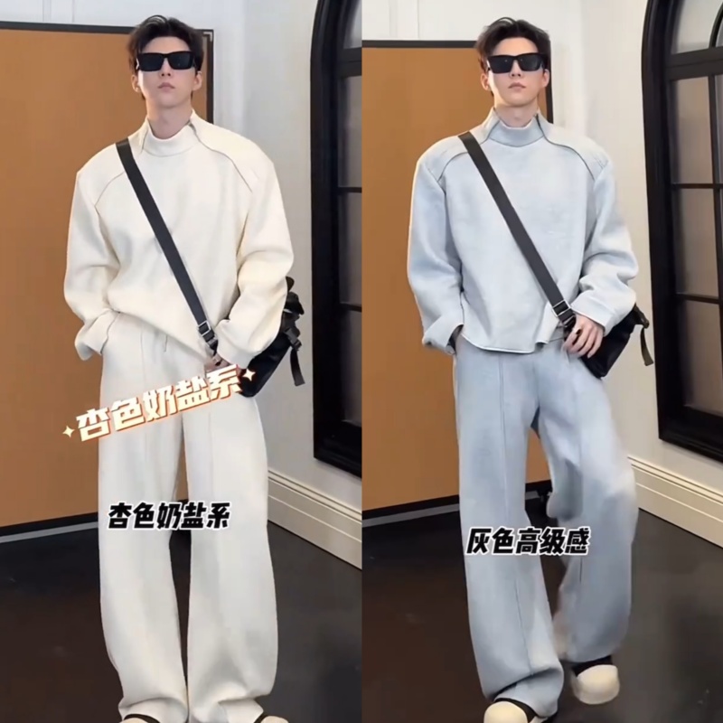 2025春季新款休闲运动套装男重磅高级感卫衣宽松长裤时尚款两件套