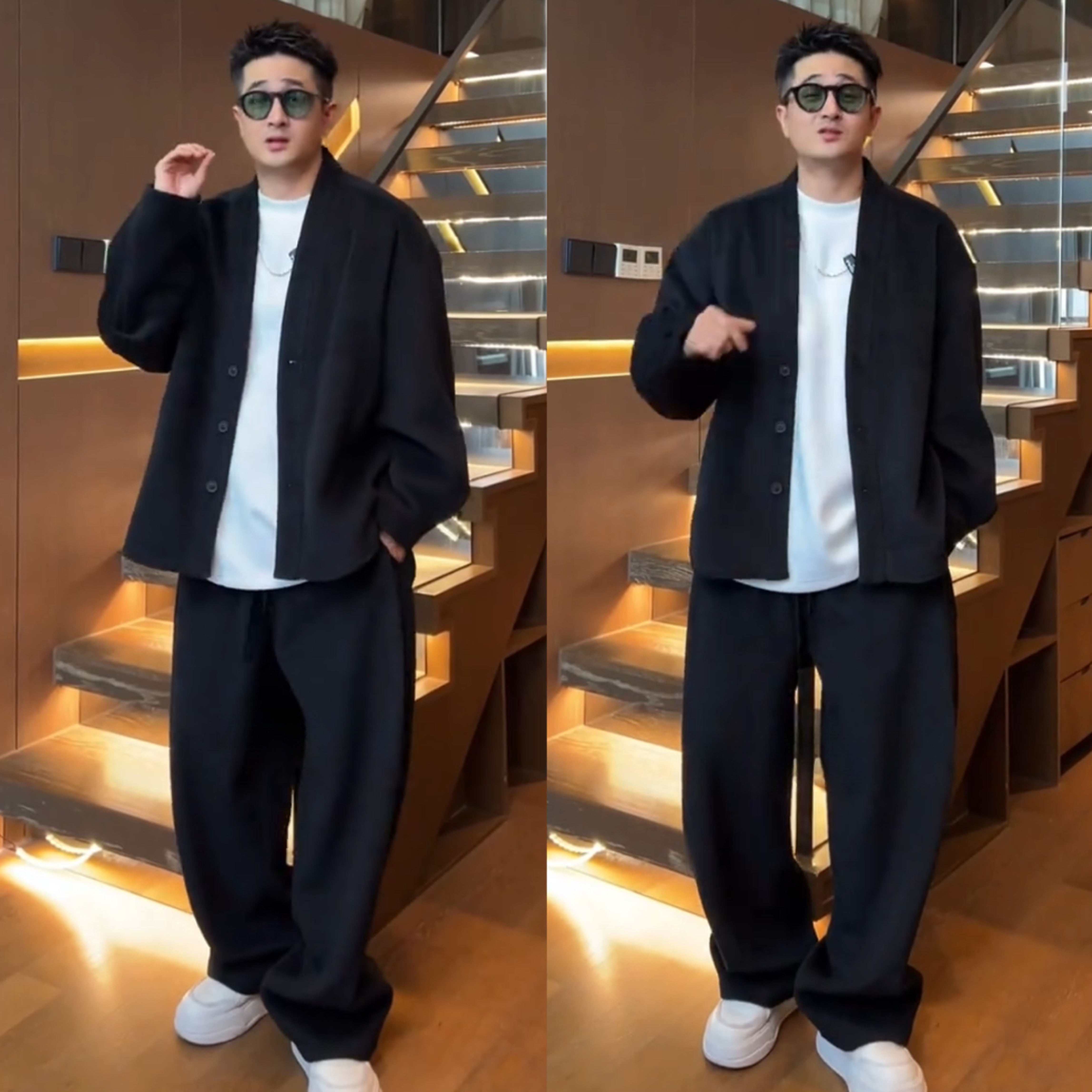 秋冬简约高级感廓形毛呢开衫外套长裤两件套男百搭宽松休闲套装,男装,时尚套装,淘宝优惠券,粉丝福利购,淘宝优惠卷