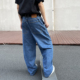 嘻哈街舞 滑板宽松牛仔裤 BMX 美式 街头 水洗蓝色 情侣