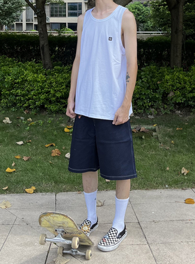 滑板短裤 五分宽松裤子 明线牛仔 情侣 美式嘻哈街头 BMX 冲浪