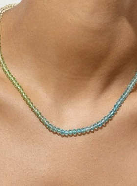 官同款 42cm出口余CH挪威小熊夏季渐变珠项链