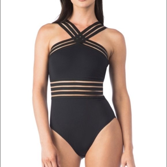 美国KENN**外贸原单品牌时尚高领显瘦度假连体泳衣女带胸垫多款