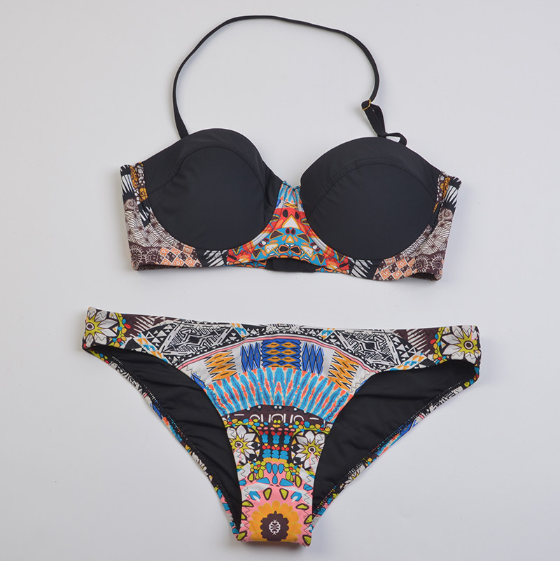 设计师品牌RedC**时尚聚拢性感显瘦bikini高档比基尼泳衣女带胸垫