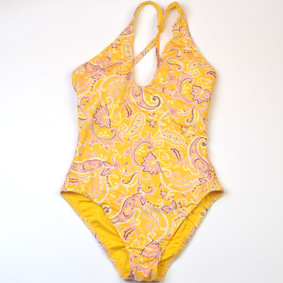 美国品牌Sanc**海边性感时尚印花单肩连体泳衣显瘦女款泳装带胸垫