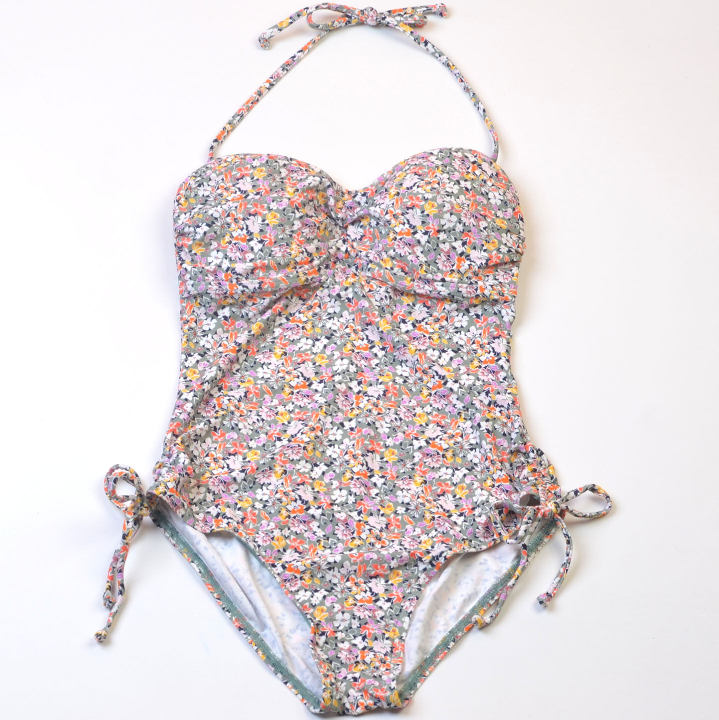 美国品牌ESP**海边沙滩印花抹胸挂脖修身时尚连体泳衣时尚泳装女