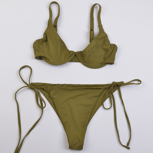 外贸品牌性感度假纯色比基尼泳衣女T裤 多色 半包臀bikini泳装