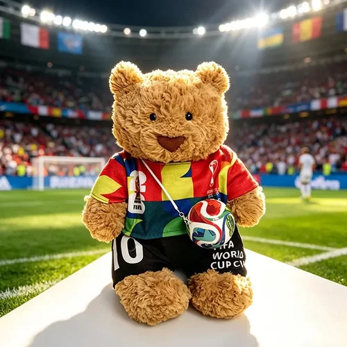 仅衣服】28CM巴塞罗熊玩偶衣服世界杯足球同款娃衣帽子鞋子套装萌