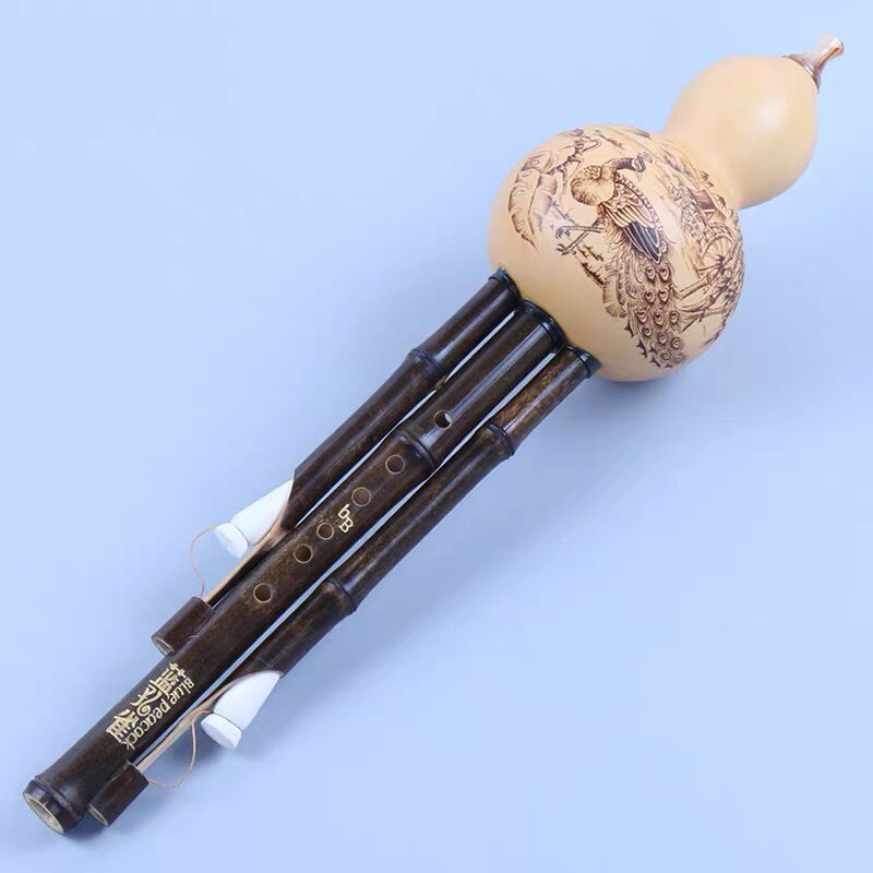 蓝孔雀专业演奏紫竹原生态手工烙画葫芦丝C调降B调