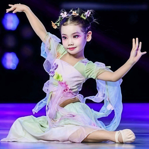 儿童古典舞演出服新款练功服纱衣艺考女童仙气飘逸渐变表演服装