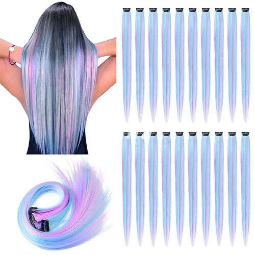 Long Straight Colorful HairPieces Synthetic Rainbow Hair