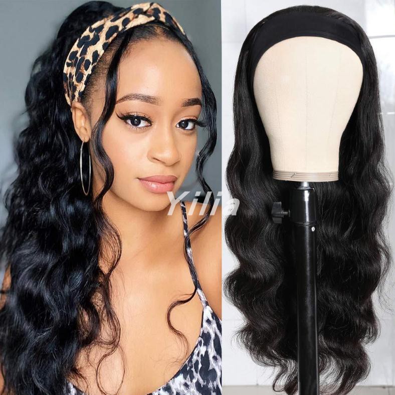 Body Wave Headband Wig For Black Women Brazilian Scarf Wigs图片