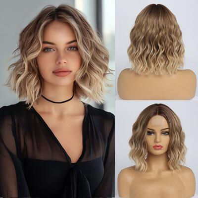 欧美假发High Temperature Fiber Women Full Wavy Wig