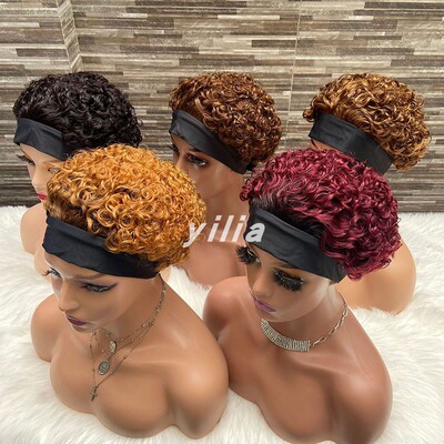Glueless Pixie Cut Headband Wigs Human Hair