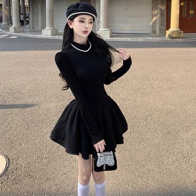 新款大衣内搭半高领蓬蓬裙