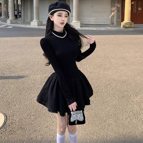 新款大衣内搭半高领蓬蓬裙