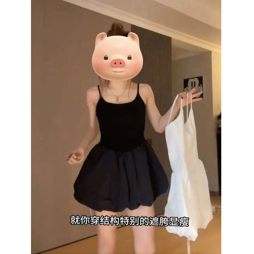 法式吊带好看连衣裙子女春夏季新款小个子高级感内搭蓬蓬花苞短裙