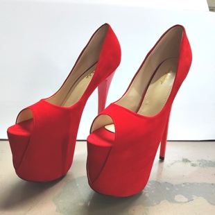 夜店高跟鞋细跟22公分绒面鱼嘴19cm大码性感恨天高女鞋保密床上
