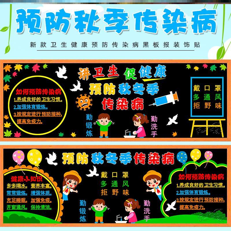 学校材料成品墙贴画预防传染病黑板报身体环创教室一二三年级知识