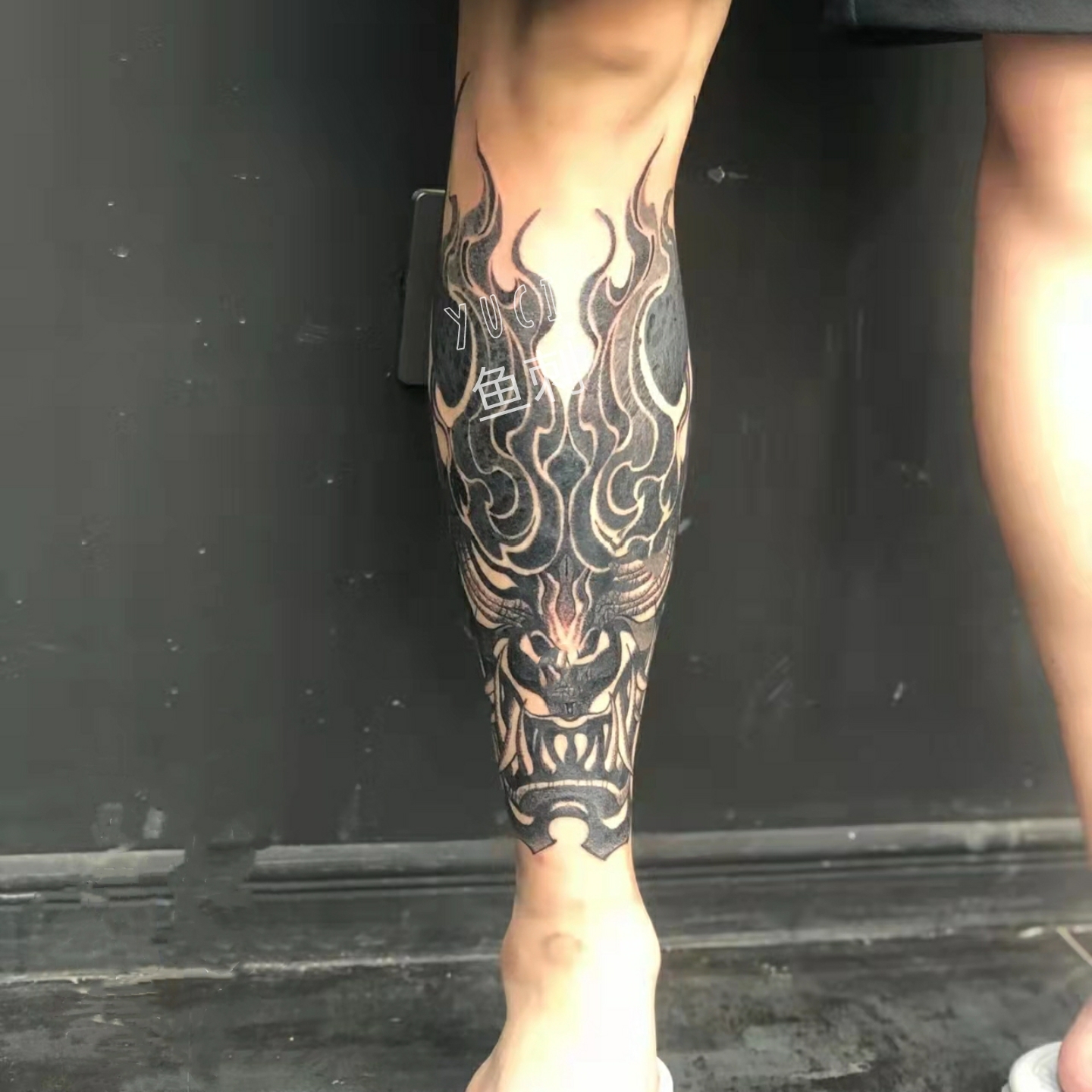 草本果汁花腿暗黑般若(两张)男女防水持久不反光持久15天纹身贴