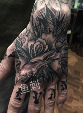 果汁草本洗不掉不反光（两张）手背暗黑系男女防水持久纹身贴欧美