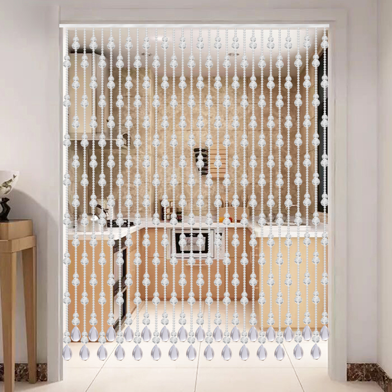 新款白水晶珠帘门帘隔断帘客厅卧室玄关厕所过道门对门免打孔挂i.