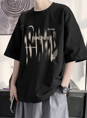 美式白色短袖T恤男潮牌