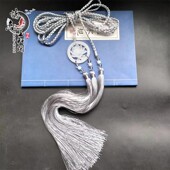 手工宫绦腰绳圆领袍腰带白玉莲花款 吊坠长流苏挂件汉服腰间压禁坠