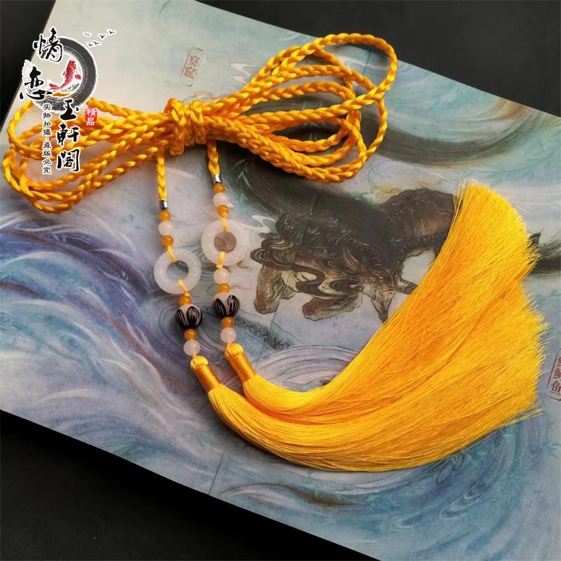 手工宫绦琉璃玉环菩提子莲花挂坠