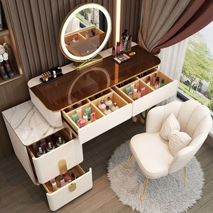 卧室简约风化妆台现代简约化妆桌收纳柜一体 玻璃梳妆台2021年新款