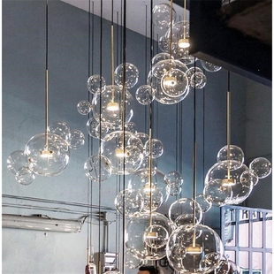 北欧后现代轻奢创意设计师吧台奢华约客厅玻璃球餐厅圆形泡泡吊灯