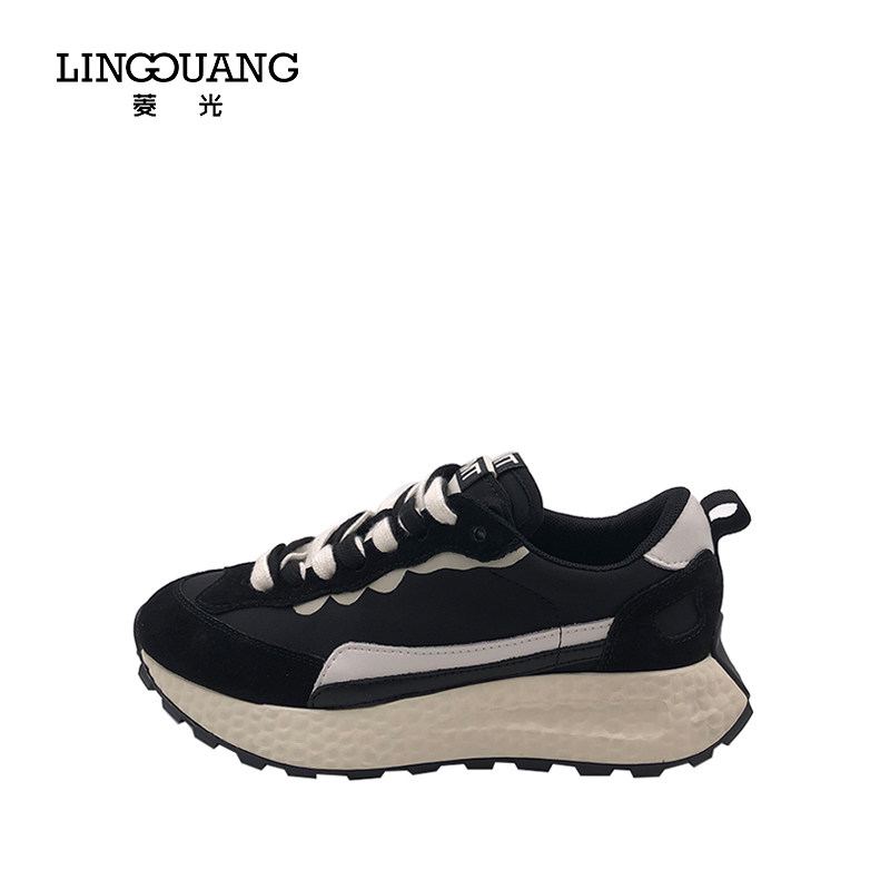 菱光女鞋2022秋季新款拼色厚底慢跑鞋两色鞋带阿甘鞋b223ks501