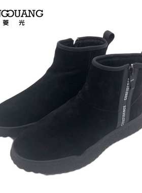 菱光男鞋2022冬季新款牛反绒圆头雪地靴休闲百搭短靴M223W2026