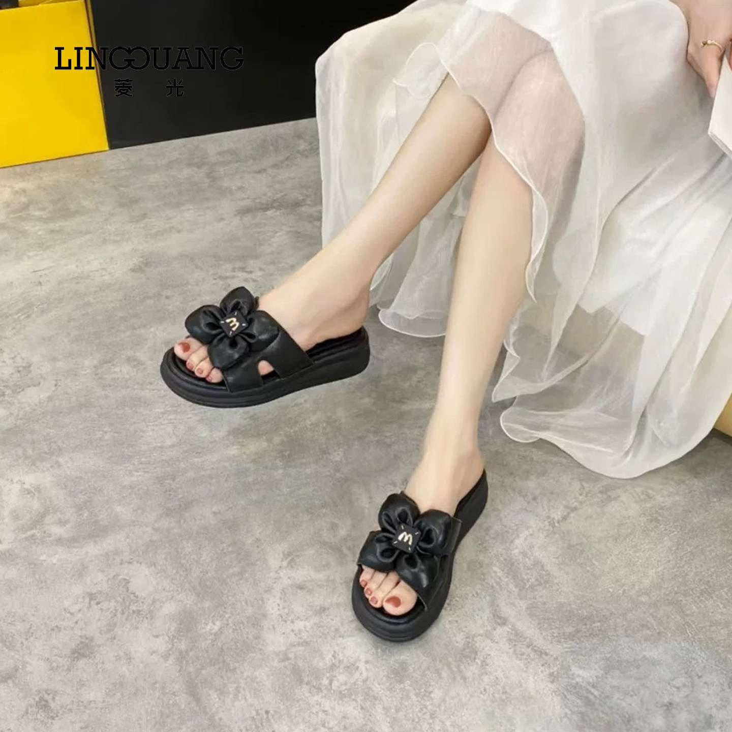 菱光2025新款女鞋花朵凉拖鞋外穿百搭时尚F53KY5501