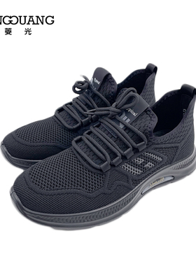 菱光男鞋飞织运动鞋秋季新款网面休闲鞋男士黑色鞋A233A9801