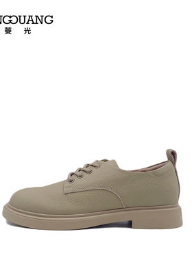 菱光女鞋2022秋季新款英伦风系带皮鞋平底学院风乐福鞋B228HF078