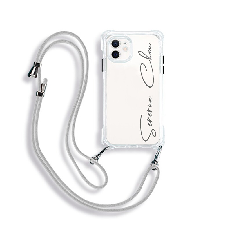 四角透明壳斜跨挂绳手机壳定制