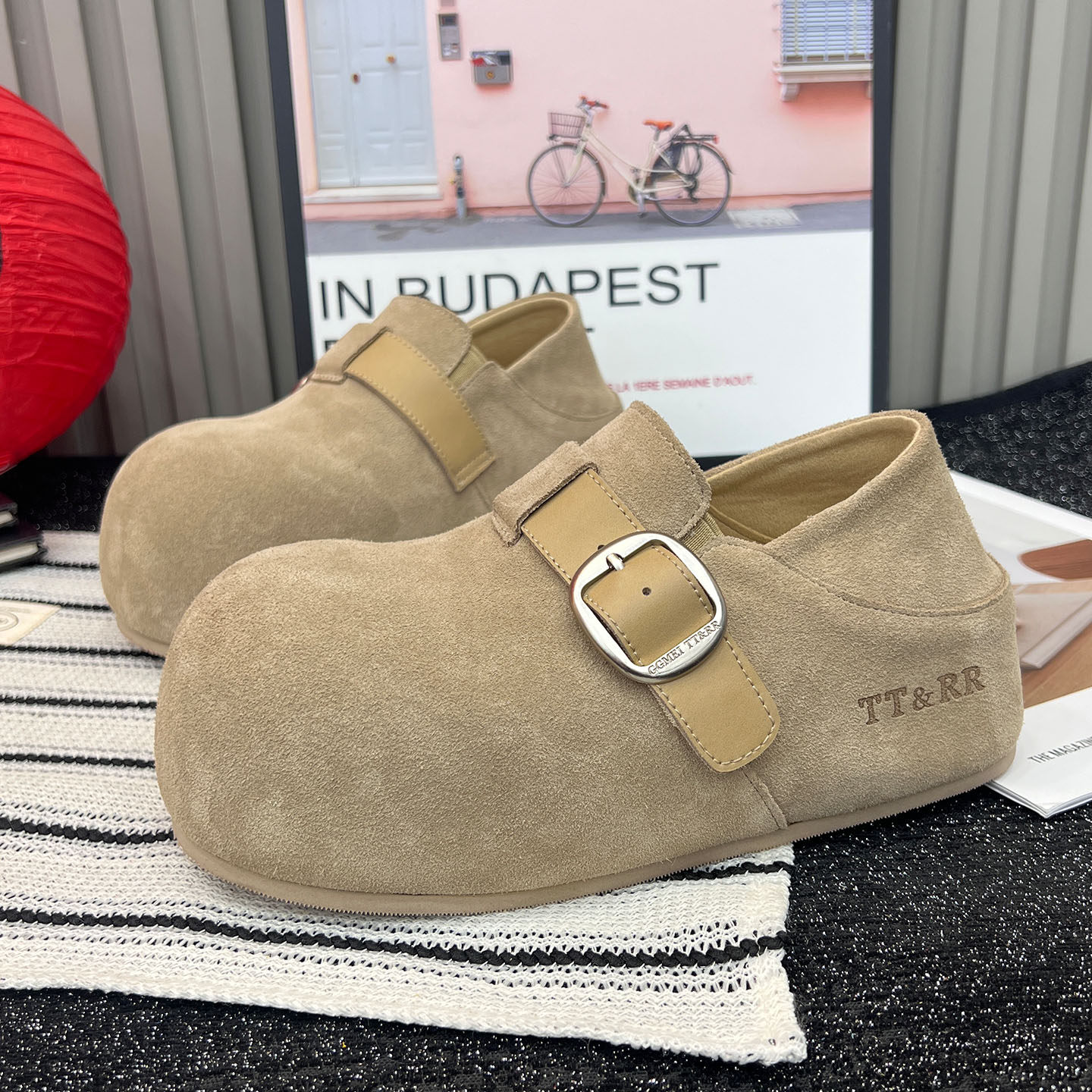 大头卡皮巴拉真皮勃肯鞋女2026春季新款厚底增高百搭休闲懒人单鞋