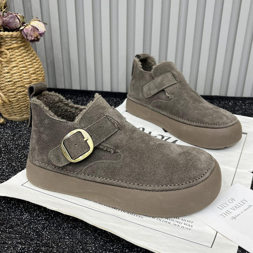 真皮厚底勃肯鞋女百搭休闲乐福鞋