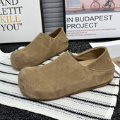 真皮厚底内增高勃肯鞋 复古一脚蹬懒人休闲百搭单鞋 女2026春季 新款