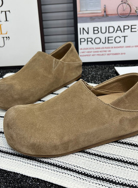 真皮厚底内增高勃肯鞋女2026春季新款复古一脚蹬懒人休闲百搭单鞋