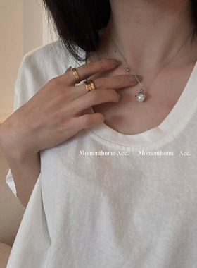 MOMENTHOME 浪漫行星*S925银行星珍珠项链女简约轻奢高级感锁骨链