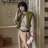 MRCYC慵懒风条纹长袖 宽松休闲衬衣韩系潮流翻领外套 春季 衬衫 男士