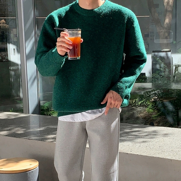 MRCYC简约慵懒风圆领毛衣男冬季保暖百搭内搭韩系潮流宽松针织衫,男装,针织衫/毛衣,淘宝优惠券,粉丝福利购,淘宝优惠卷