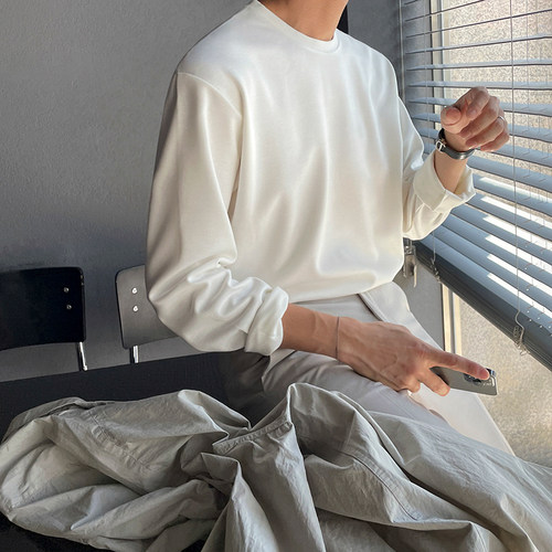 MRCYC春季韩版宽松纯色长袖T恤