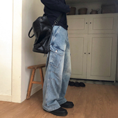 韩系cleanfit直筒阔腿裤 MRCYC复古工装 新款 男2026春季 水洗牛仔裤