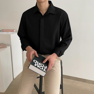 黑色衬衣韩系潮流长袖 新款 商务休闲上衣 秋季 MRCYC轻熟风男白衬衫