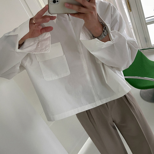 MRCYC韩版男士宽松短款长袖衬衫