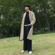 MRCYC韩系风衣男中长款 宽松帅气过膝潮流休闲外套高级感百搭大衣