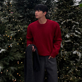 MRCYC简约风圆领套头毛衣男冬季 加厚保暖针织打底衫 韩系通勤穿搭