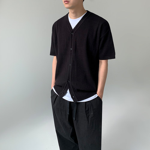 MRCYC夏季韩版针织开衫短袖T恤